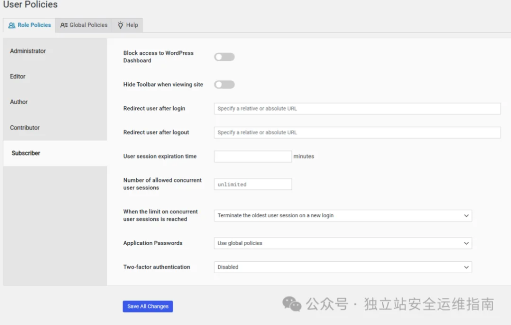 安全插件-WP-Cerber-User-Policies-Role-Policies